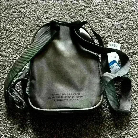 NWT adidas Mini Backpack Bag Olive Green Black Logo Double Zipped Pouch - Picture 3 of 4